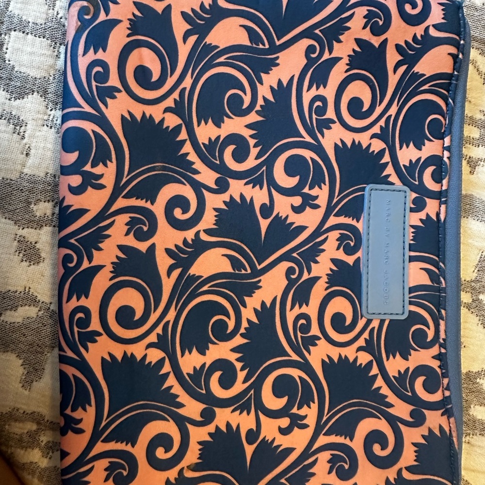 Marc By Marc Jacobs Black and Orange Floral Laptop Sleeve